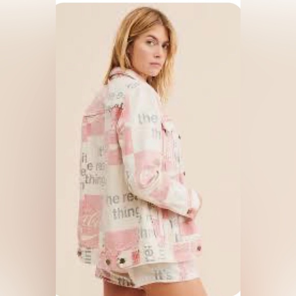 Rolla's Free People Coca-Cola Denim Jacket size small Metalic Silver - Picture 2 of 4